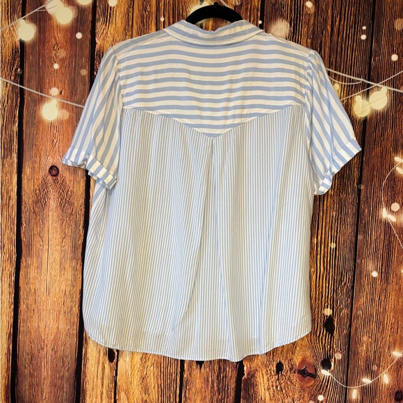 Jane and Delancey Light Blue and White Striped Shirt - Picture 2 of 5